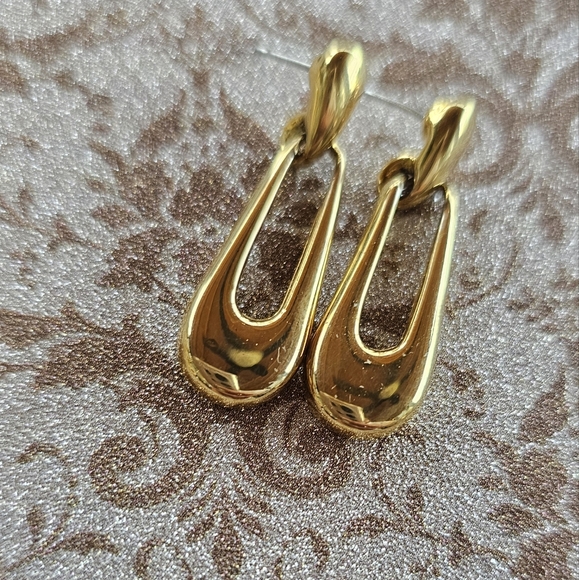 VTG Napier Gold Drop Earrings - Picture 3 of 4